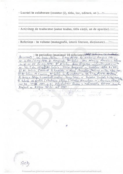 M-1303-2 - Fisa de scriitor VASILESCU EMIL LUCIU